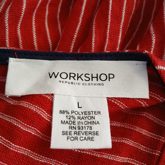 Work Shop Womens Tank Top Size L Color Red & White Stripes - Picture 9 of 9